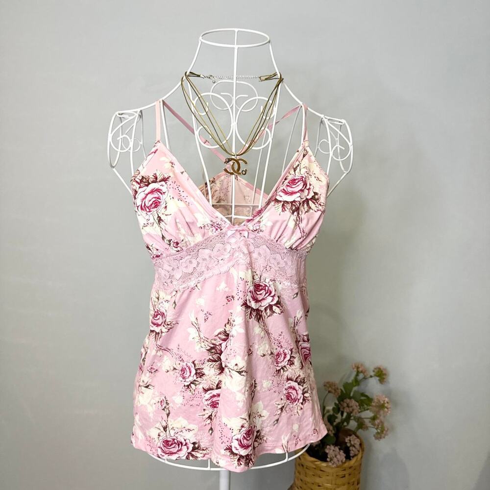 Gorgeous milkmaid babydoll pink cami lace floral tank top